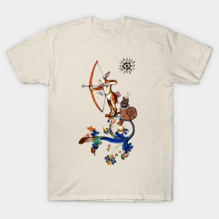 WEIRD MEDIEVAL BESTIARY Archer Rabbit And Snail Cat T-Shirt